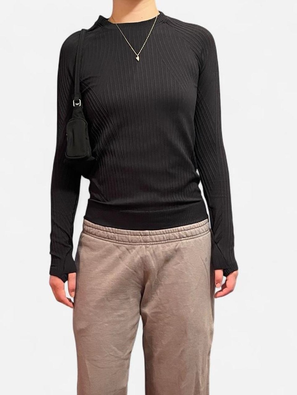lululemon athletica Black Ribbed Long-Sleeve Slim Top